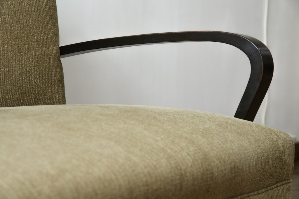 和製アンティーク　大正ロマン　専門店にて張り替え済み　レトロな雰囲気たっぷりの2人掛けソファ　(R-084414)