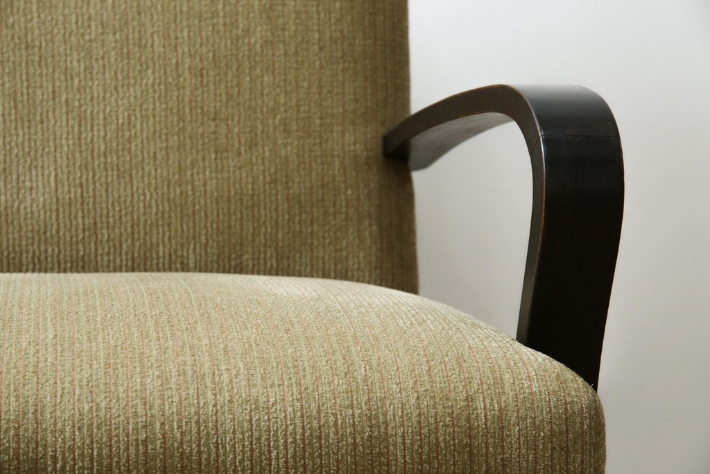 和製アンティーク　大正ロマン　専門店にて張り替え済み　レトロな雰囲気たっぷりの2人掛けソファ　(R-084414)