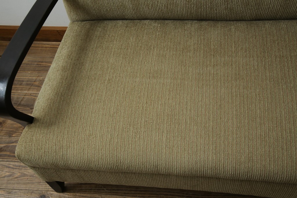 和製アンティーク　大正ロマン　専門店にて張り替え済み　レトロな雰囲気たっぷりの2人掛けソファ　(R-084414)