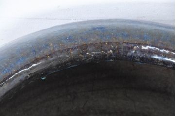 中国　唐木台付き　職人技が光る!美しい海鼠釉(なまこゆう)の特大火鉢(鉢カバー、手あぶり、ディスプレイ)(R-084415)