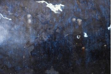 中国　唐木台付き　職人技が光る!美しい海鼠釉(なまこゆう)の特大火鉢(鉢カバー、手あぶり、ディスプレイ)(R-084415)