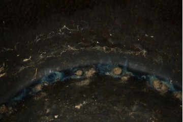 中国　唐木台付き　職人技が光る!美しい海鼠釉(なまこゆう)の特大火鉢　(R-084415)