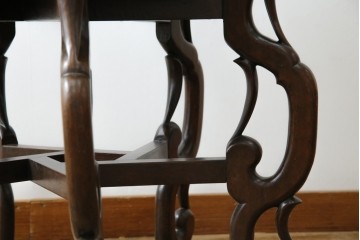 中国　唐木台付き　職人技が光る!美しい海鼠釉(なまこゆう)の特大火鉢　(R-084415)