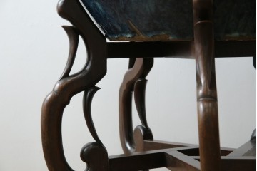 中国　唐木台付き　職人技が光る!美しい海鼠釉(なまこゆう)の特大火鉢　(R-084415)