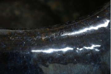 中国　唐木台付き　職人技が光る!美しい海鼠釉(なまこゆう)の特大火鉢　(R-084415)