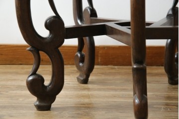 中国　唐木台付き　職人技が光る!美しい海鼠釉(なまこゆう)の特大火鉢　(R-084415)