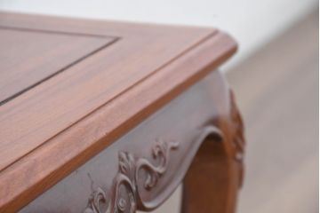 中古　花梨(カリン)材　猫脚の優美な曲線と彫刻が目を引く唐木チェア(板座チェア、ダイニングチェア、アームレスチェア、椅子、イス)(R-084417)