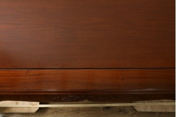 中古　希少デザイン　花梨(カリン)材　猫脚の優美な曲線と彫刻が目を引く唐木ダイニングテーブル　(R-084418)