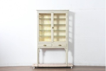 和製アンティーク　三面ガラス　お気に入りを可愛らしく収納できるケビントガラスケース　(R-084419)