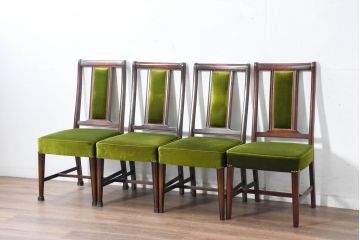 中古　美品　神戸洋家具　メープル不二屋　上品な佇まいが魅力的なダイニングチェア4脚セット(椅子、イス、アームレスチェア、ばら売り可能)(R-084420)