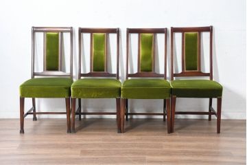 中古　美品　神戸洋家具　メープル不二屋　上品な佇まいが魅力的なダイニングチェア4脚セット(椅子、イス、アームレスチェア、ばら売り可能)(R-084420)