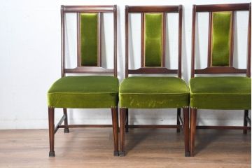中古　美品　神戸洋家具　メープル不二屋　上品な佇まいが魅力的なダイニングチェア4脚セット(椅子、イス、アームレスチェア、ばら売り可能)(R-084420)