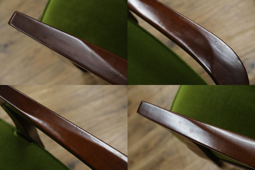 中古　神戸洋家具　メープル不二屋　上品な佇まいが魅力的なアームチェア2脚セット　(R-084421)