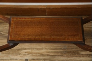 イギリスビンテージ　マホガニー材　象嵌入り　美しさと機能性を兼ね備えた魅せる収納が叶う上開き扉付きショーケース　(R-084426)