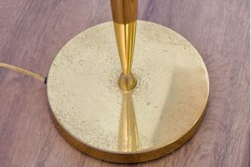 アメリカビンテージ　温かみのある支柱とゴールドの組み合わせが絶妙なコントラストを演出するフロアランプ(フロアスタンド、スタンド照明、スタンドライト、シェードライト、布シェード、ヴィンテージ)(R-084431)