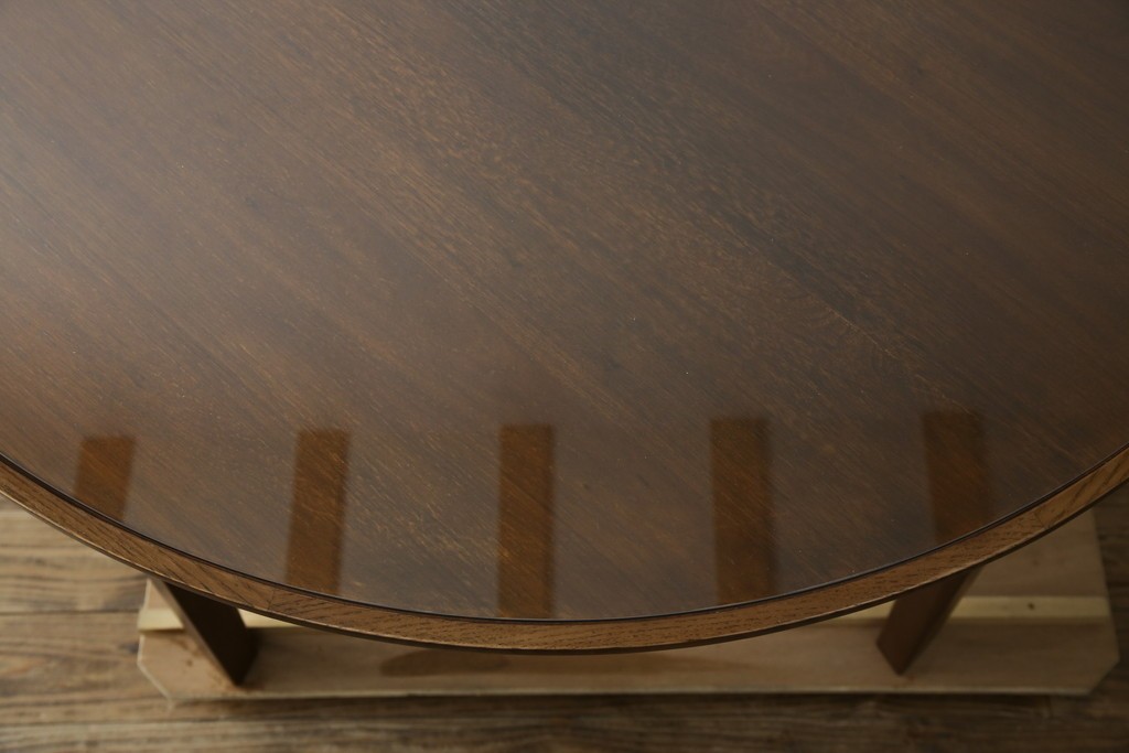 中古　藤栄(FUJIEI )　ペスコ(PESCO )　木の温もりとガラスの抜け感が魅力のラウンドテーブル　(R-084433)