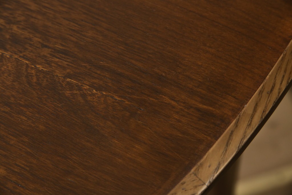 中古　藤栄(FUJIEI )　ペスコ(PESCO )　木の温もりとガラスの抜け感が魅力のラウンドテーブル　(R-084433)