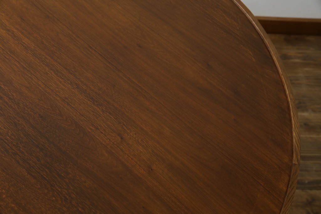 中古　藤栄(FUJIEI )　ペスコ(PESCO )　木の温もりとガラスの抜け感が魅力のラウンドテーブル　(R-084433)