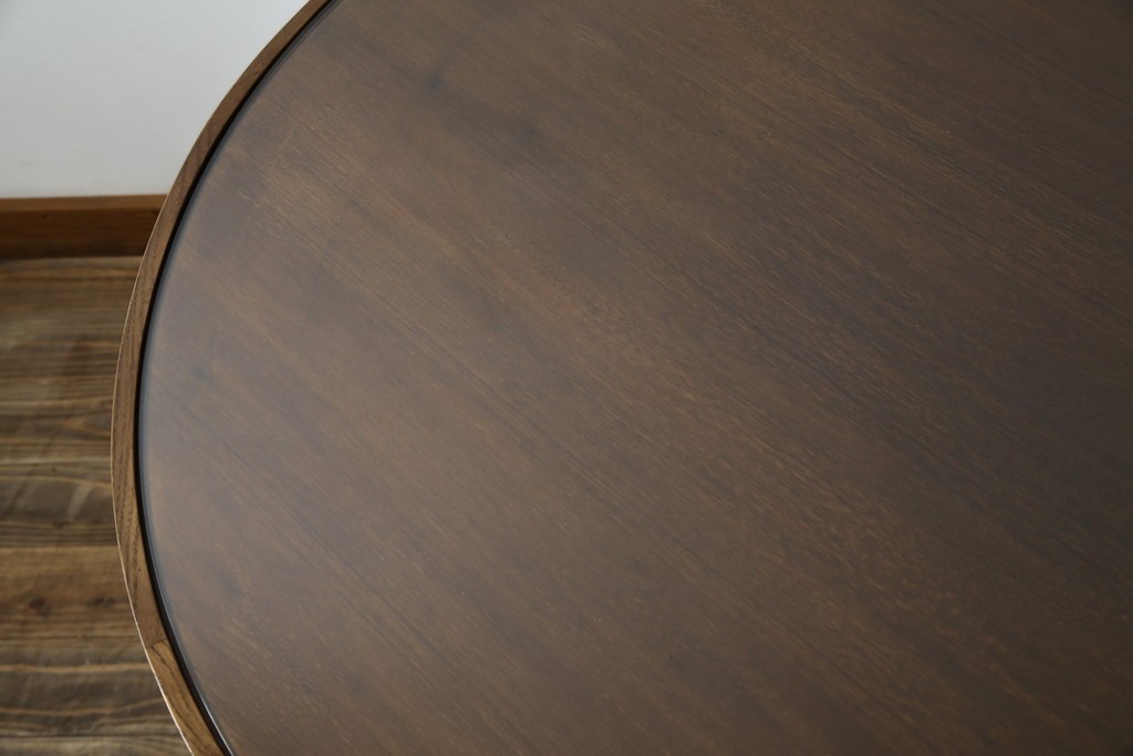 中古　藤栄(FUJIEI )　ペスコ(PESCO )　木の温もりとガラスの抜け感が魅力のラウンドテーブル　(R-084433)