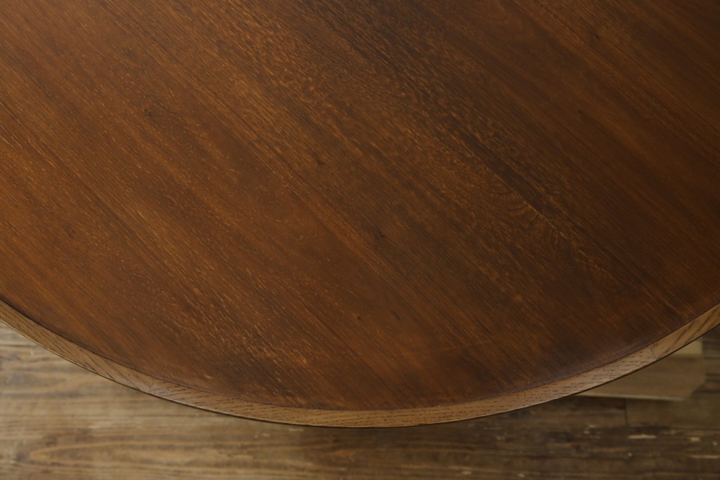 中古　藤栄(FUJIEI )　ペスコ(PESCO )　木の温もりとガラスの抜け感が魅力のラウンドテーブル　(R-084433)