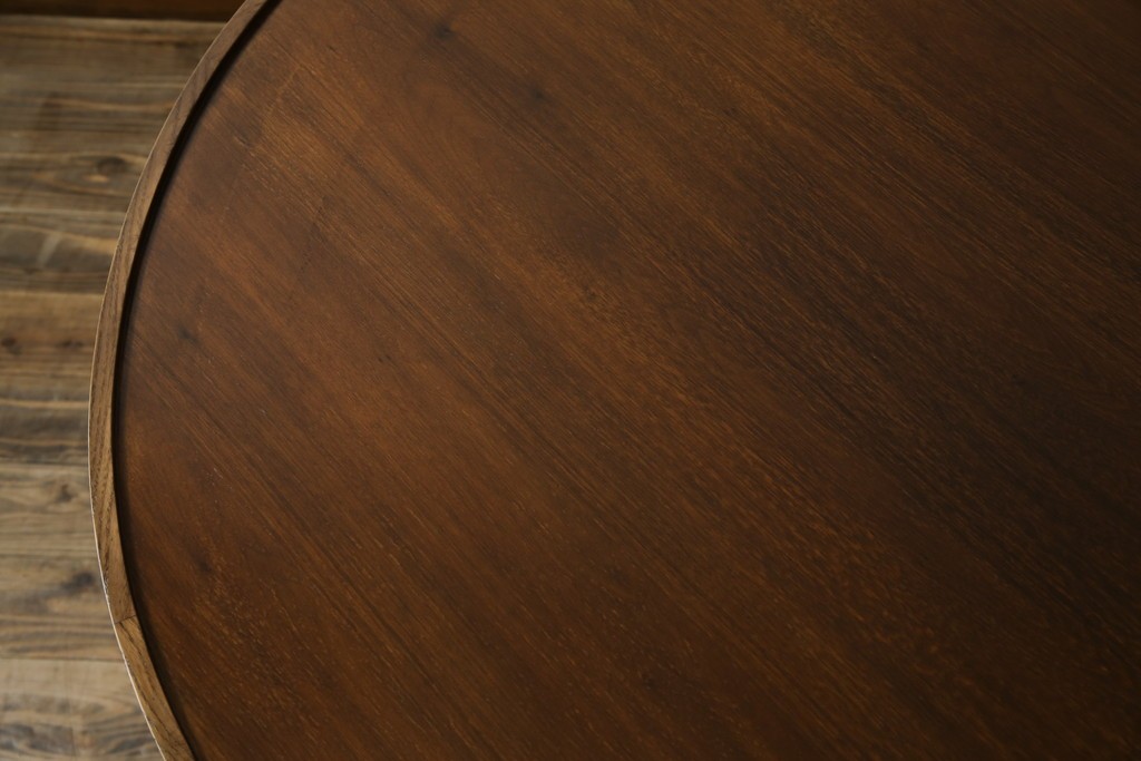 中古　藤栄(FUJIEI )　ペスコ(PESCO )　木の温もりとガラスの抜け感が魅力のラウンドテーブル　(R-084433)