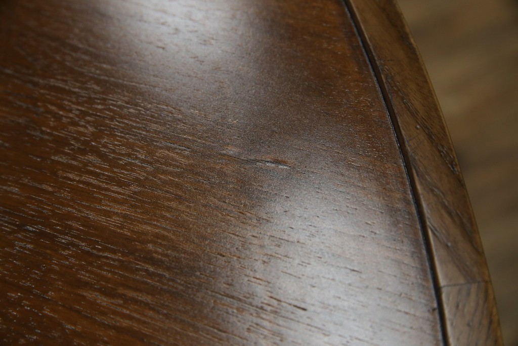 中古　藤栄(FUJIEI )　ペスコ(PESCO )　木の温もりとガラスの抜け感が魅力のラウンドテーブル　(R-084433)