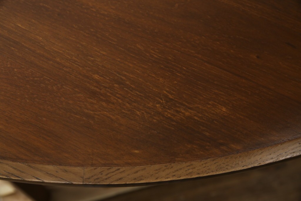 中古　藤栄(FUJIEI )　ペスコ(PESCO )　木の温もりとガラスの抜け感が魅力のラウンドテーブル　(R-084433)