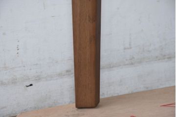 中古　藤栄(FUJIEI )　ペスコ(PESCO )　木の温もりとガラスの抜け感が魅力のラウンドテーブル(ダイニングテーブル、2人用、4人用、2人掛け、4人掛け、作業台、丸テーブル)(R-084433)