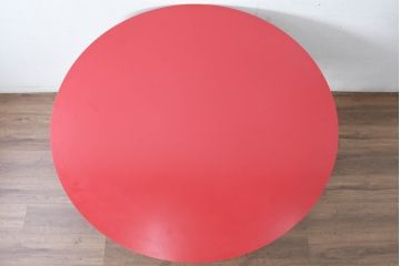 和製ビンテージ　ADAL(アダル)　レッドカラーがアクセント!放射状に伸びるレッグがオブジェのようなリンクテーブル(ダイニングテーブル、2人用、4人用、2人掛け、4人掛け、作業台、丸テーブル、ラウンドテーブル、ヴィンテージ)(定価約20万円)(R-084434)