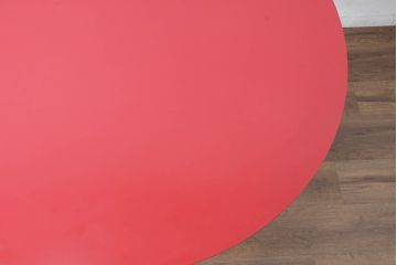 和製ビンテージ　ADAL(アダル)　レッドカラーがアクセント!放射状に伸びるレッグがオブジェのようなリンクテーブル(ダイニングテーブル、2人用、4人用、2人掛け、4人掛け、作業台、丸テーブル、ラウンドテーブル、ヴィンテージ)(定価約20万円)(R-084434)