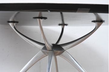 和製ビンテージ　ADAL(アダル)　レッドカラーがアクセント!放射状に伸びるレッグがオブジェのようなリンクテーブル(ダイニングテーブル、2人用、4人用、2人掛け、4人掛け、作業台、丸テーブル、ラウンドテーブル、ヴィンテージ)(定価約20万円)(R-084434)