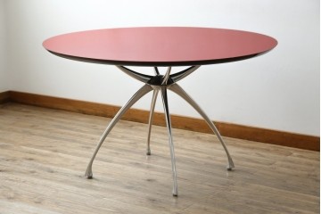 和製ビンテージ　ADAL(アダル)　レッドカラーがアクセント!放射状に伸びるレッグがオブジェのようなリンクテーブル　定価約20万円　(R-084434)