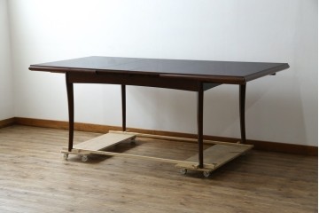 中古　美品　神戸洋家具　メープル不二屋　上品なカラーが高級感を醸し出すエクステンションテーブル　(R-084435)