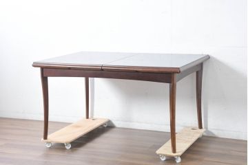 中古　美品　神戸洋家具　メープル不二屋　上品なカラーが高級感を醸し出すエクステンションテーブル(ダイニングテーブル、拡張式テーブル、伸長式、食卓、4人掛け、6人掛け、8人掛け、4人用、6人用、8人用)(R-084435)