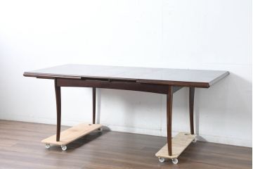 中古　美品　神戸洋家具　メープル不二屋　上品なカラーが高級感を醸し出すエクステンションテーブル(ダイニングテーブル、拡張式テーブル、伸長式、食卓、4人掛け、6人掛け、8人掛け、4人用、6人用、8人用)(R-084435)