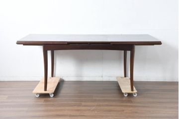 中古　美品　神戸洋家具　メープル不二屋　上品なカラーが高級感を醸し出すエクステンションテーブル(ダイニングテーブル、拡張式テーブル、伸長式、食卓、4人掛け、6人掛け、8人掛け、4人用、6人用、8人用)(R-084435)