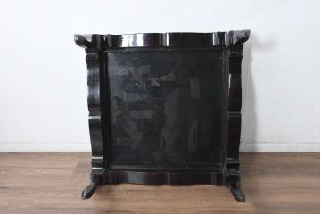 中古　美品!!　ベトナム民芸家具　工芸品　見ごたえのある精彩な細工が目を引くガラス天板の座卓(ローテーブル、センターテーブル、リビングテーブル)(R-084437)