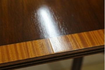 中古　美品　イギリス　高級ブランド　RACKSTRAW(ラックストロー)　優雅な曲線を描く2本脚のデザインが美しいダイニングテーブル　定価約45万円　(R-084439)