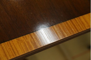 中古　美品　イギリス　高級ブランド　RACKSTRAW(ラックストロー)　優雅な曲線を描く2本脚のデザインが美しいダイニングテーブル　定価約45万円　(R-084439)