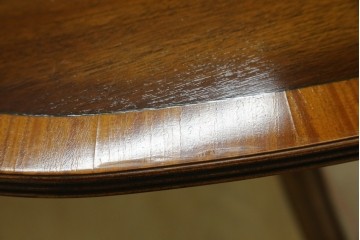 中古　美品　イギリス　高級ブランド　RACKSTRAW(ラックストロー)　優雅な曲線を描く2本脚のデザインが美しいダイニングテーブル　定価約45万円　(R-084439)