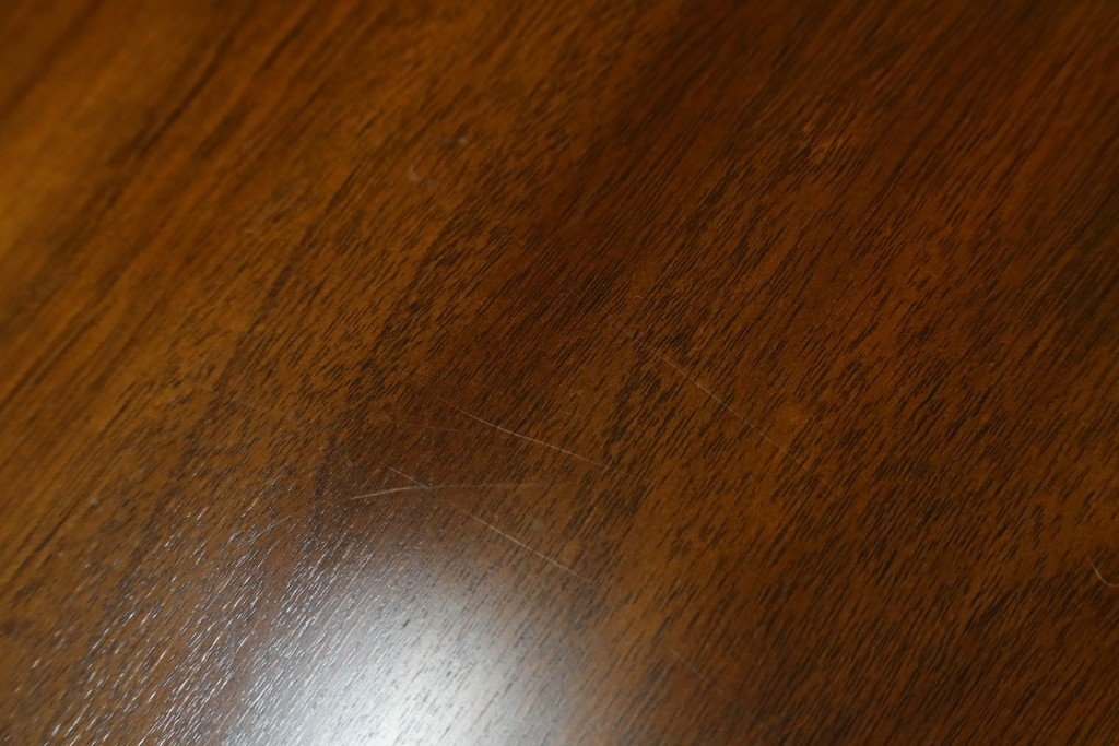 中古　美品　イギリス　高級ブランド　RACKSTRAW(ラックストロー)　優雅な曲線を描く2本脚のデザインが美しいダイニングテーブル　定価約45万円　(R-084439)