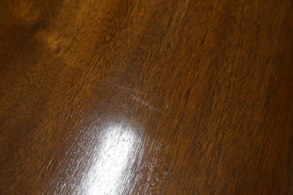 中古　美品　イギリス　高級ブランド　RACKSTRAW(ラックストロー)　優雅な曲線を描く2本脚のデザインが美しいダイニングテーブル　定価約45万円　(R-084439)