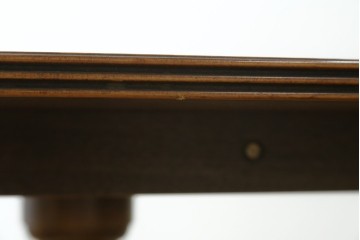 中古　美品　イギリス　高級ブランド　RACKSTRAW(ラックストロー)　優雅な曲線を描く2本脚のデザインが美しいダイニングテーブル　定価約45万円　(R-084439)