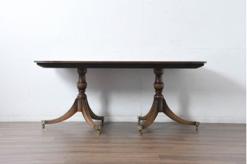 中古　美品　イギリス　高級ブランド　RACKSTRAW(ラックストロー)　優雅な曲線を描く2本脚のデザインが美しいダイニングテーブル(食卓、4人用、6人用、4人掛け、6人掛け、英国)(定価約45万円)(R-084439)