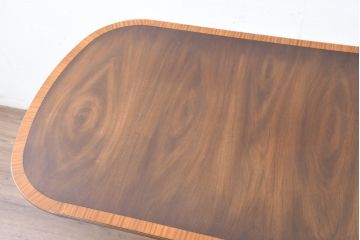 中古　美品　イギリス　高級ブランド　RACKSTRAW(ラックストロー)　優雅な曲線を描く2本脚のデザインが美しいダイニングテーブル(食卓、4人用、6人用、4人掛け、6人掛け、英国)(定価約45万円)(R-084439)