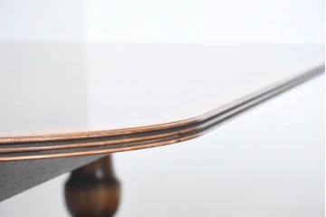 中古　美品　イギリス　高級ブランド　RACKSTRAW(ラックストロー)　優雅な曲線を描く2本脚のデザインが美しいダイニングテーブル(食卓、4人用、6人用、4人掛け、6人掛け、英国)(定価約45万円)(R-084439)