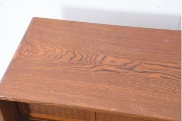 中古　上手物!!　高級デパート取り扱い　国産　職人手作り　欅(ケヤキ)材　職人技が光る凝った作りの茶棚(飾り棚、茶箪笥、収納棚、戸棚、網代)(R-084450)