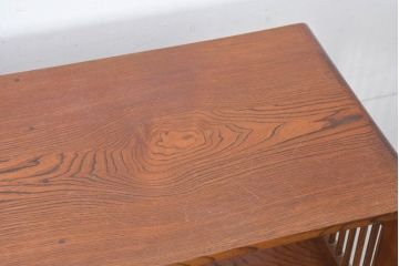 中古　上手物!!　高級デパート取り扱い　国産　職人手作り　欅(ケヤキ)材　職人技が光る凝った作りの茶棚(飾り棚、茶箪笥、収納棚、戸棚、網代)(R-084450)