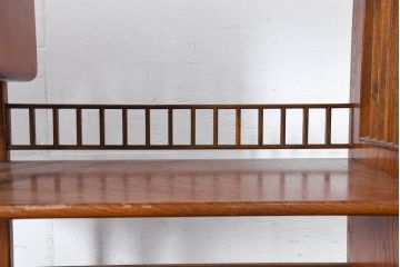 中古　上手物!!　高級デパート取り扱い　国産　職人手作り　欅(ケヤキ)材　職人技が光る凝った作りの茶棚(飾り棚、茶箪笥、収納棚、戸棚、網代)(R-084450)