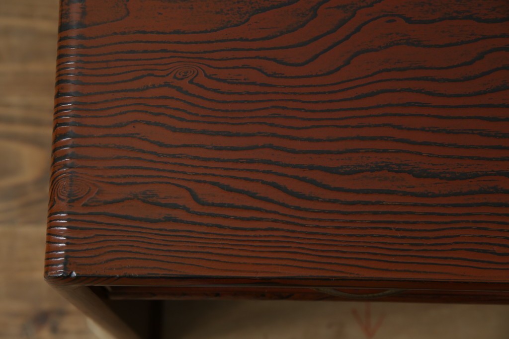 中古　高級品!!　高島屋デパート取り扱い　伝統技法　「杢目出し漆塗り」(根来漆塗り)　内部桐材　職人の技が光る!実用性とデザイン性を兼ね備えた座卓　(R-084452)